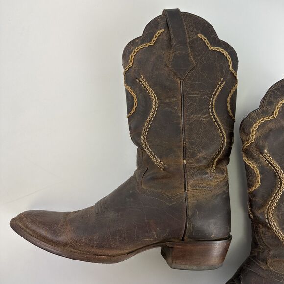 Dan Post Albany Boot Western Cowboy Brown Leather Bucklace Pull One Mens 9 EWide - Picture 9 of 16